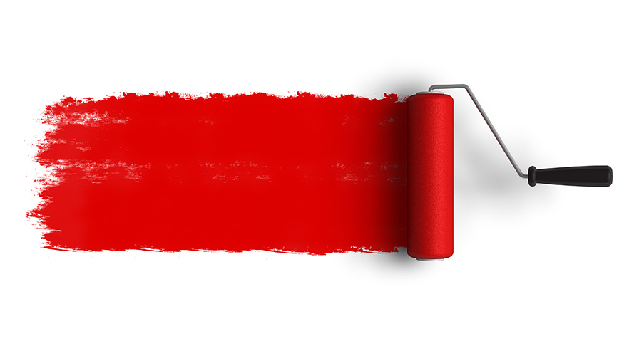 Apply the Paint to Vinyl Siding - Paint Roller with Red Paint